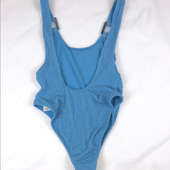 Aerie Vibrant Blue Shimmery Crinkle Birthday Scoop One-Piece Swimsuit Sz S (S2) - Picture 6 of 9